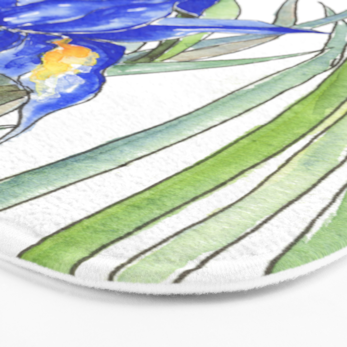 Blue Iris, Illustration Bath Mat Gallery Image 3