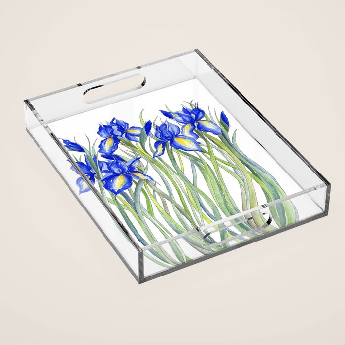 Blue Iris, Illustration Acrylic Tray Gallery Image 1