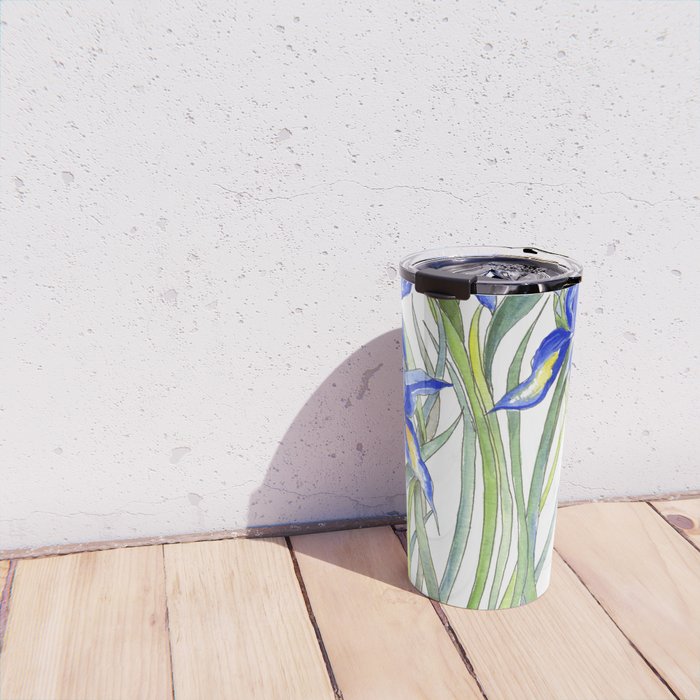 Blue Iris, Illustration Travel Mug Gallery Image 4