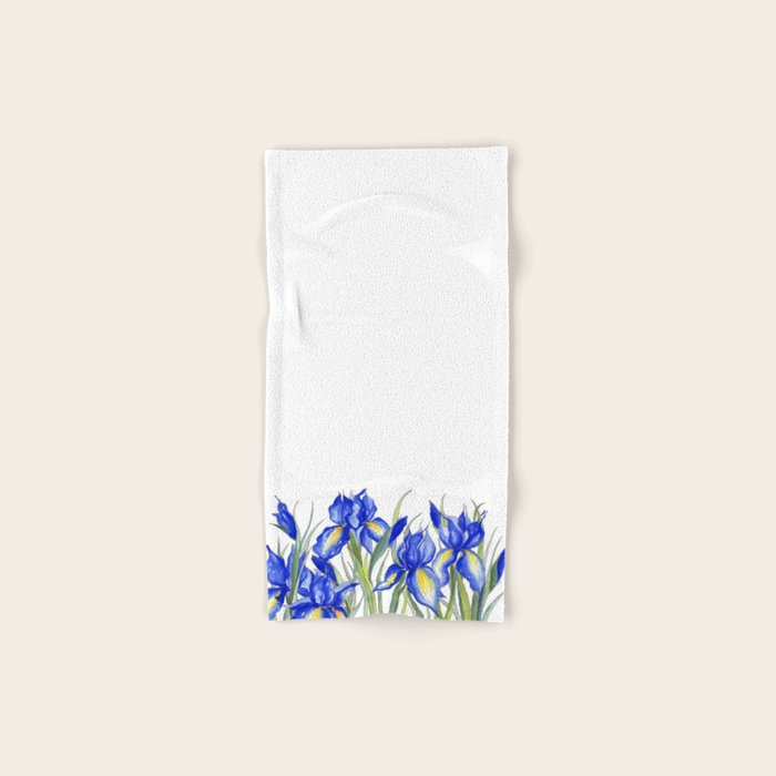 Blue Iris, Illustration Bath Towel Gallery Image 1