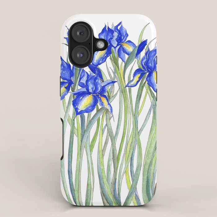 Blue Iris, Illustration iPhone Case Gallery Image 1