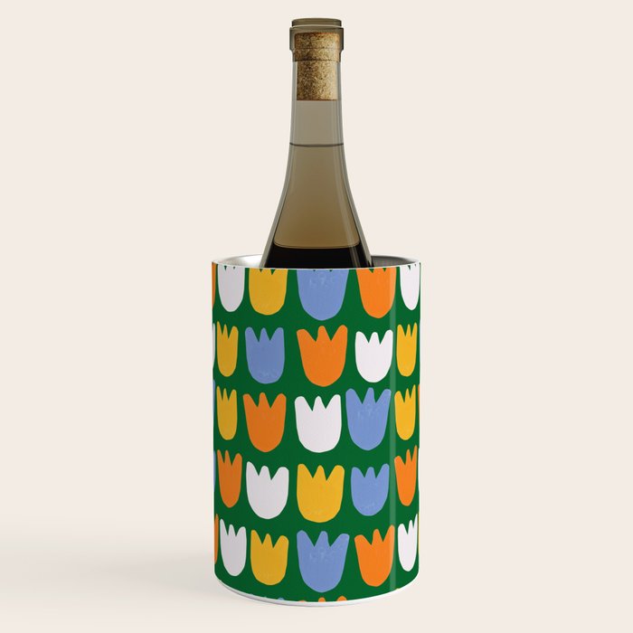 Rows of Tulips in Bloom in Forest Green & Orange Wine Chiller Gallery Image 3