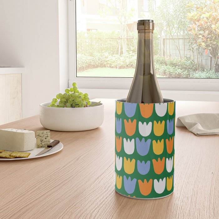 Rows of Tulips in Bloom in Forest Green & Orange Wine Chiller Gallery Image 4