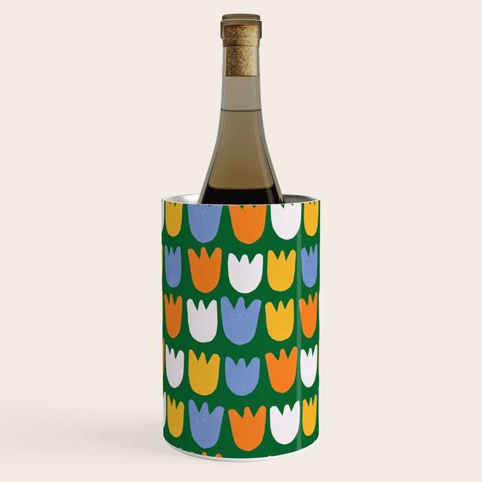 Rows of Tulips in Bloom in Forest Green & Orange Wine Chiller Gallery Image 1