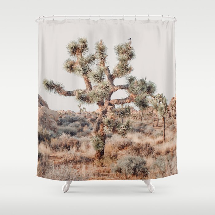Twisted Joshua Tree, Desert Art Print, Landscape Photography Shower Curtain Gallery Image 1