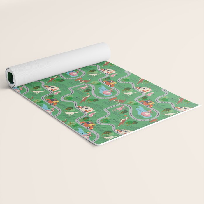 Fursics Cute Dog Park Physics Learning Pattern by Carrie Cantwell Educational STEM Playmat Design Yoga Mat Gallery Image 2
