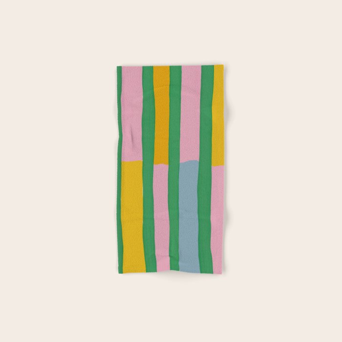 Pink and Green Stripes Bath Towel Gallery Image 1