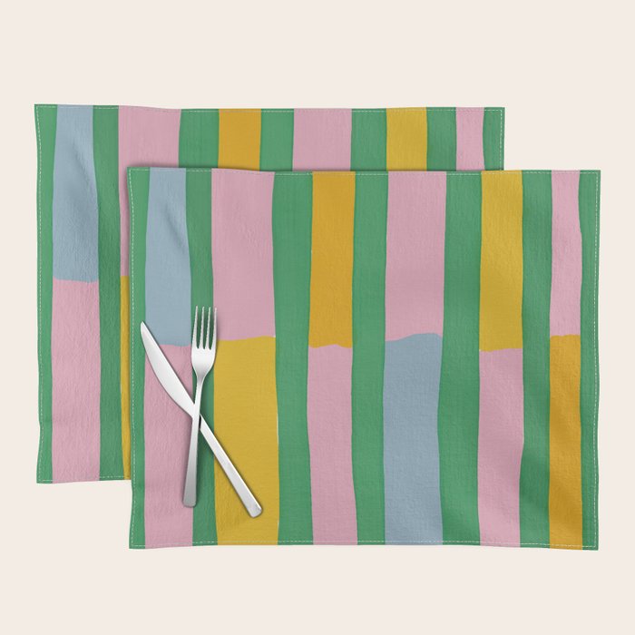 Pink and Green Stripes Placemat Gallery Image 1