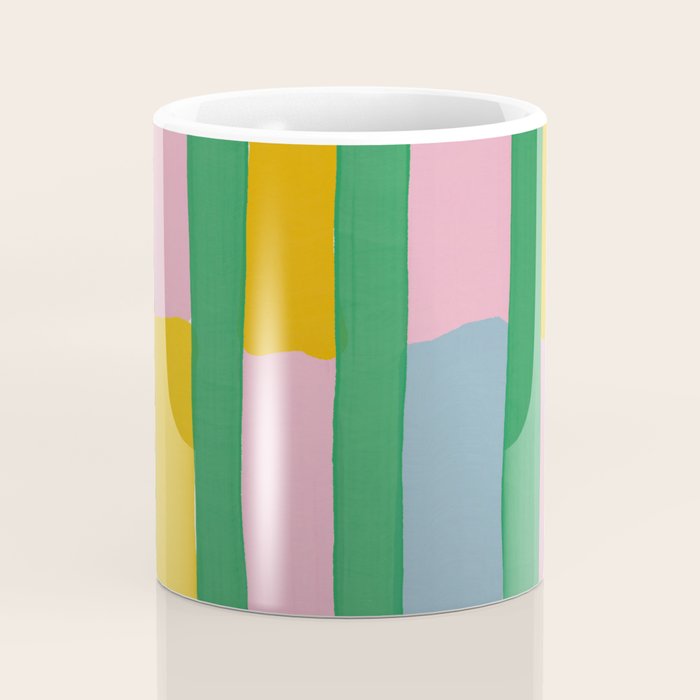 Pink and Green Stripes Coffee Mug Gallery Image 4