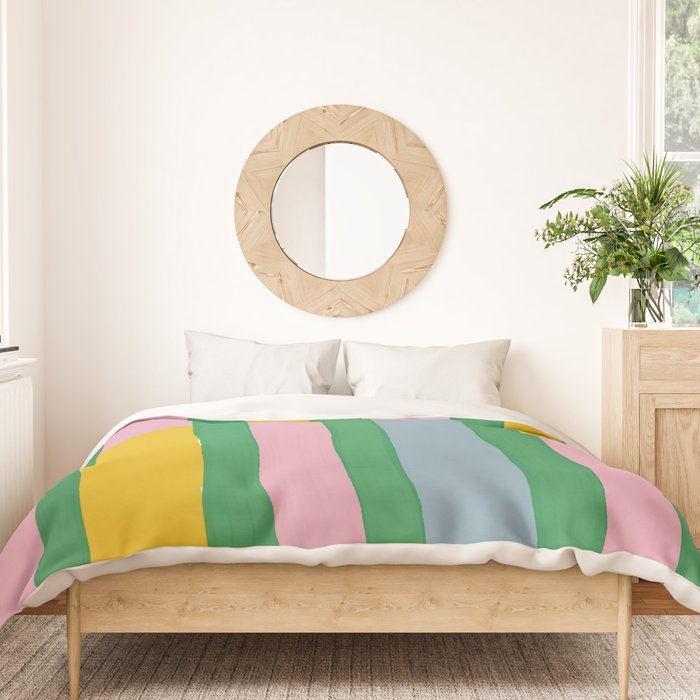 Pink and Green Stripes Duvet Cover Gallery Image 3