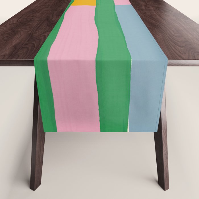 Pink and Green Stripes Table Runner Gallery Image 1