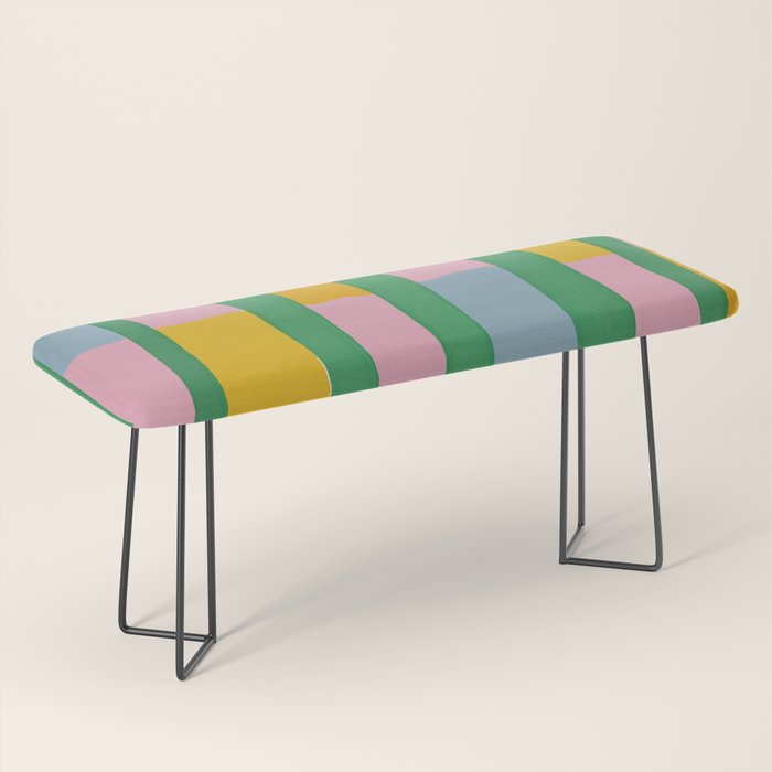 Pink and Green Stripes Bench Gallery Image 1