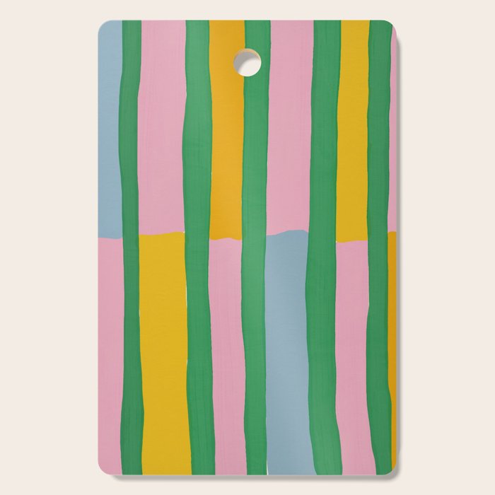 Pink and Green Stripes Cutting Board Gallery Image 1