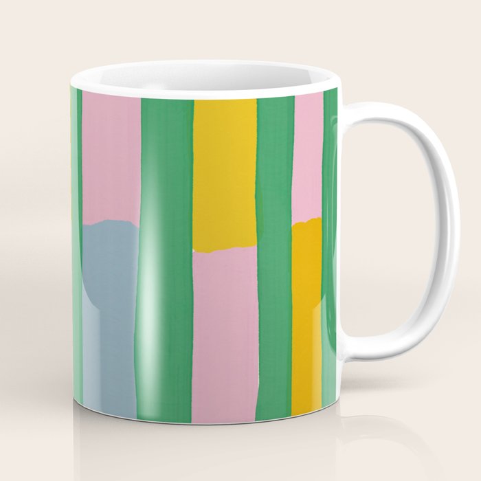 Pink and Green Stripes Coffee Mug Gallery Image 1