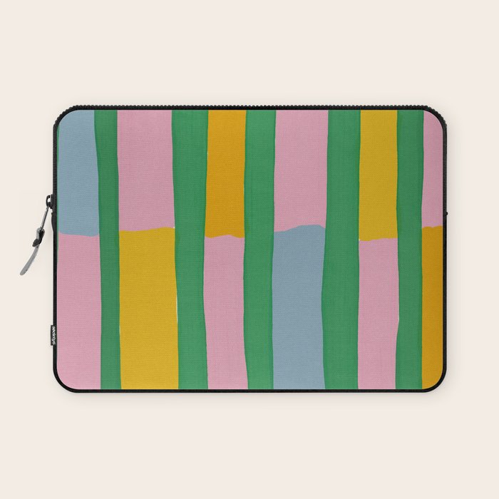 Pink and Green Stripes Laptop Sleeve Gallery Image 1