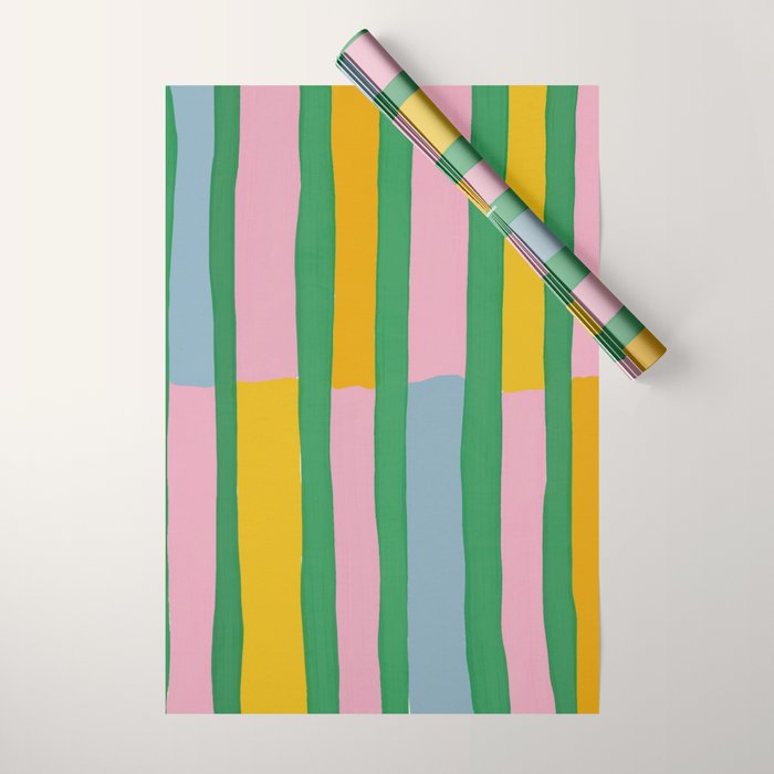 Pink and Green Stripes Wrapping Paper Gallery Image 1