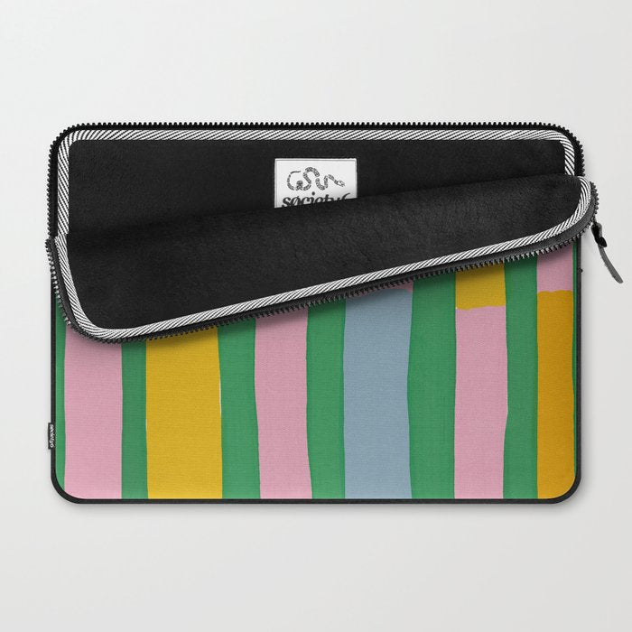 Pink and Green Stripes Laptop Sleeve Gallery Image 2