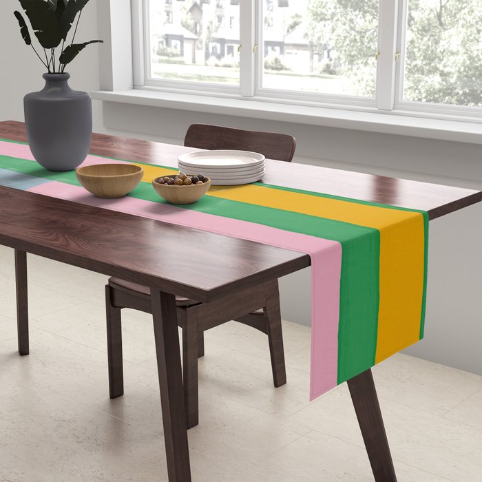 Pink and Green Stripes Table Runner Gallery Image 2