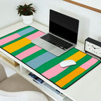 Pink and Green Stripes Desk Mat Gallery Image 2