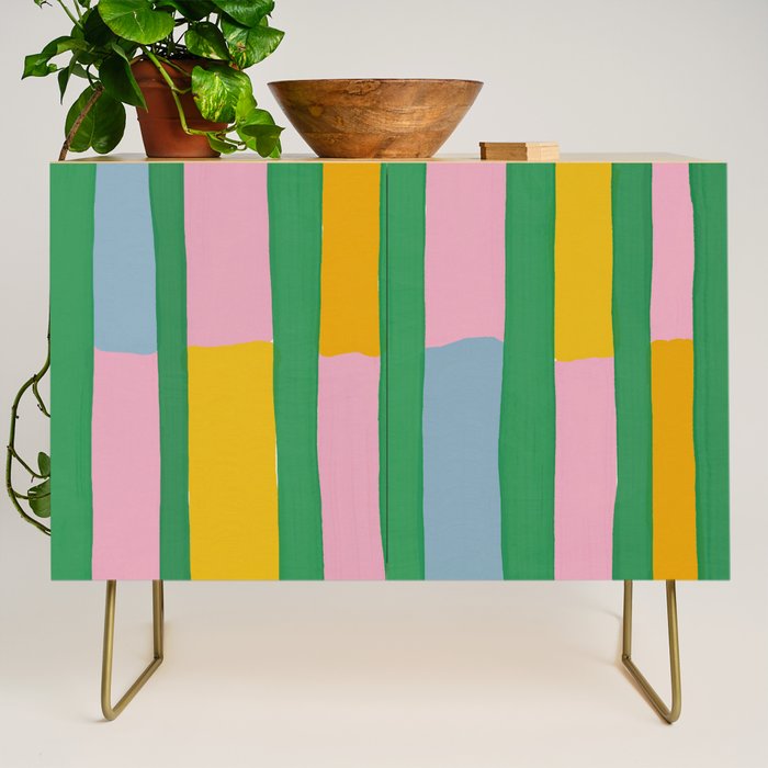 Pink and Green Stripes Credenza Gallery Image 1