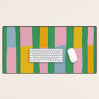 Pink and Green Stripes Desk Mat Gallery Image 1
