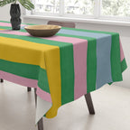 Pink and Green Stripes Tablecloth Gallery Image 3