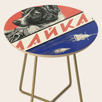 Laika, first space dog â Soviet vintage space poster [Sovietwave] Side Table Gallery Image 2