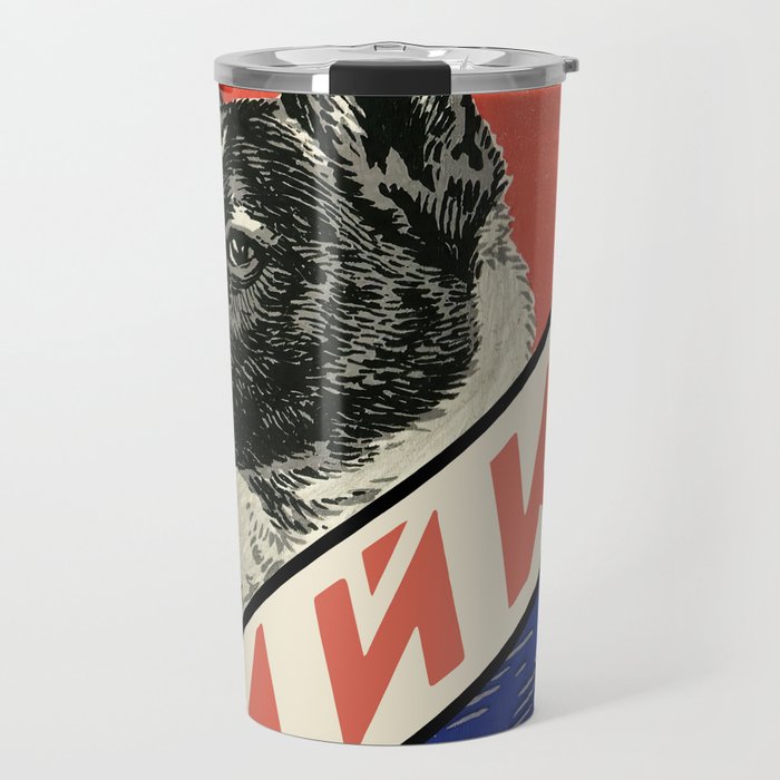 Laika, first space dog â Soviet vintage space poster [Sovietwave] Travel Mug Gallery Image 1