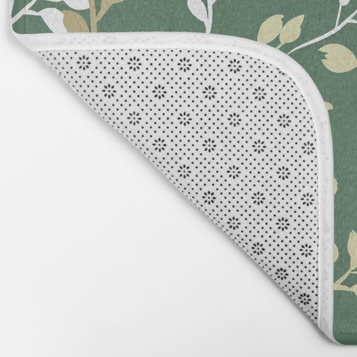 Floral Leaves, Green and Gold, Design Prints Bath Mat Gallery Image 2