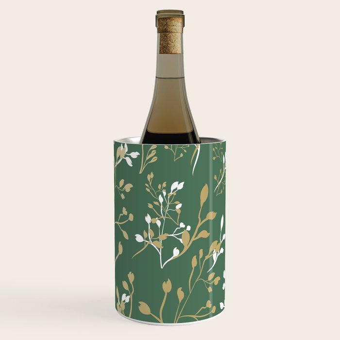 Floral Leaves, Green and Gold, Design Prints Wine Chiller Gallery Image 3