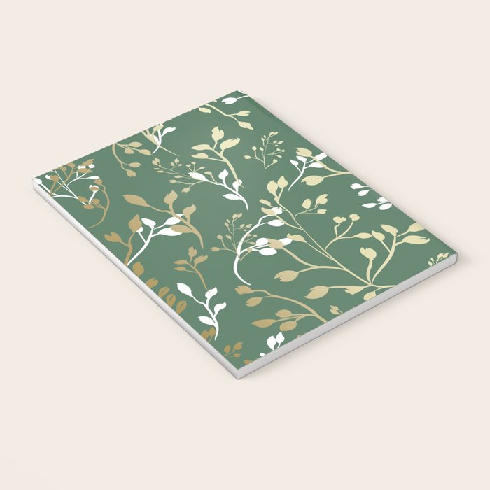 Floral Leaves, Green and Gold, Design Prints Notebook Gallery Image 3