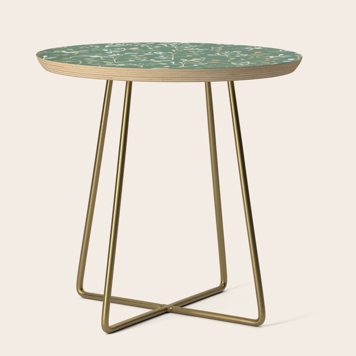 Floral Leaves, Green and Gold, Design Prints Side Table Gallery Image 1
