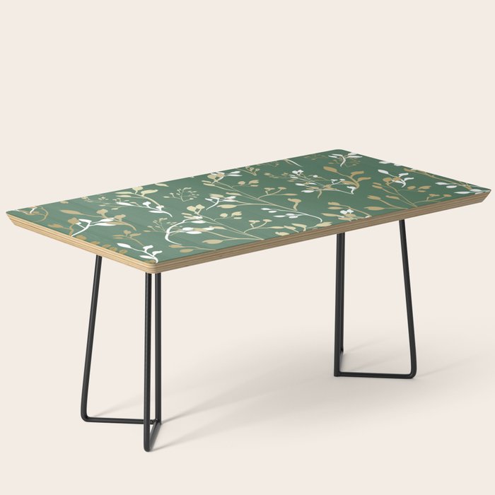 Floral Leaves, Green and Gold, Design Prints Coffee Table Gallery Image 1