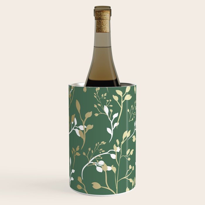 Floral Leaves, Green and Gold, Design Prints Wine Chiller Gallery Image 2