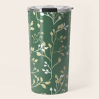 Floral Leaves, Green and Gold, Design Prints Travel Mug Gallery Image 1