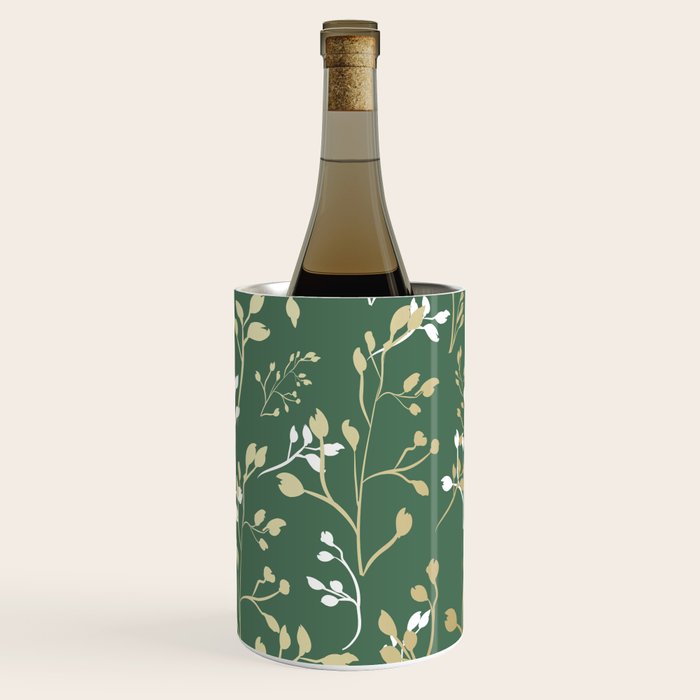 Floral Leaves, Green and Gold, Design Prints Wine Chiller Gallery Image 1