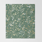 Floral Leaves, Green and Gold, Design Prints Throw Blanket Gallery Image 2