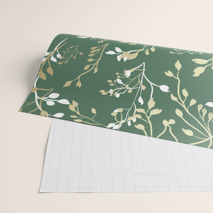 Floral Leaves, Green and Gold, Design Prints Wrapping Paper Gallery Image 2