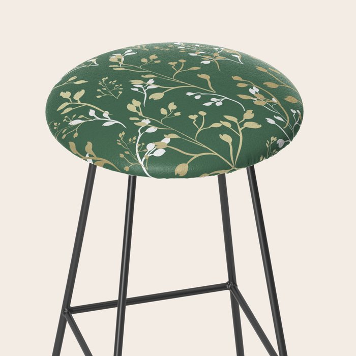 Floral Leaves, Green and Gold, Design Prints Stool Gallery Image 2