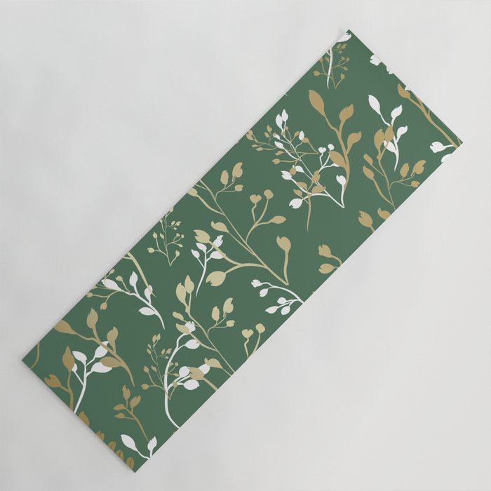 Floral Leaves, Green and Gold, Design Prints Yoga Mat Gallery Image 1