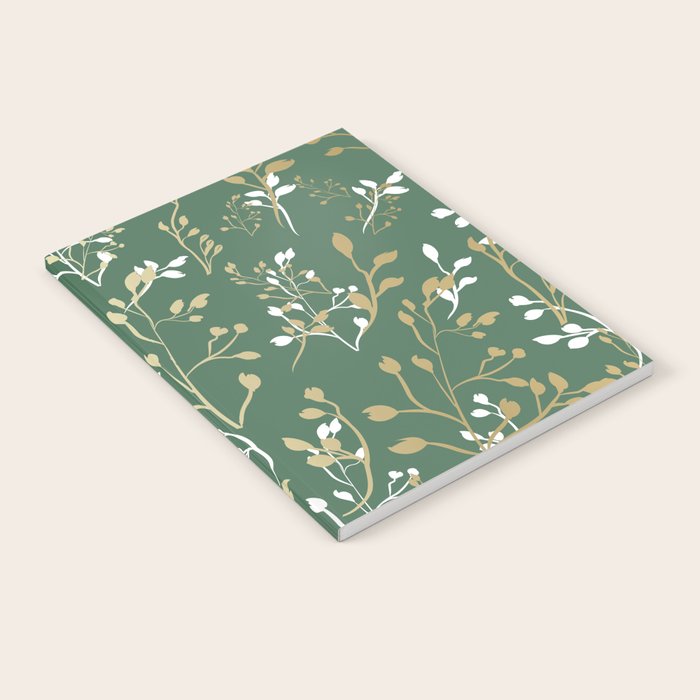 Floral Leaves, Green and Gold, Design Prints Notebook Gallery Image 2
