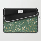 Floral Leaves, Green and Gold, Design Prints Laptop Sleeve Gallery Image 2