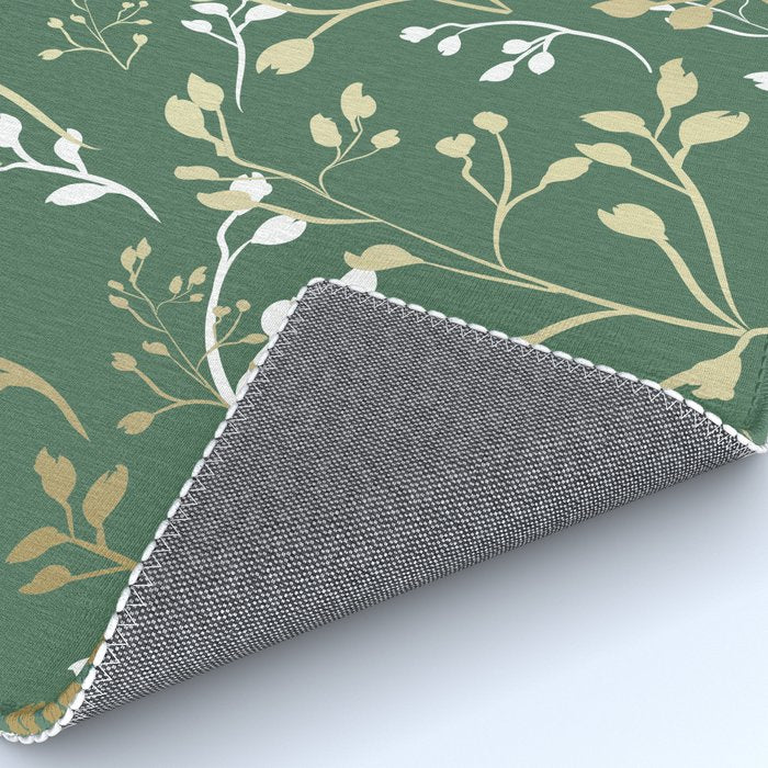 Floral Leaves, Green and Gold, Design Prints Rug Gallery Image 4