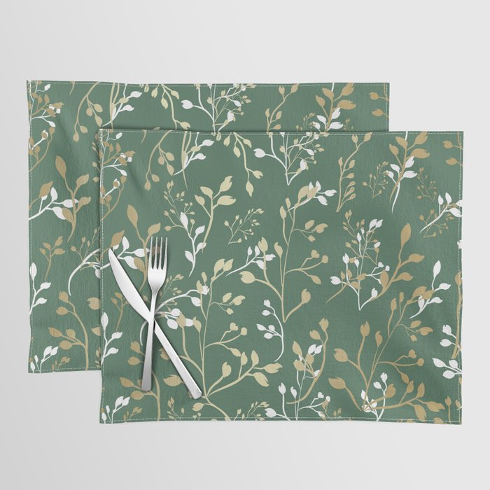Floral Leaves, Green and Gold, Design Prints Placemat Gallery Image 1