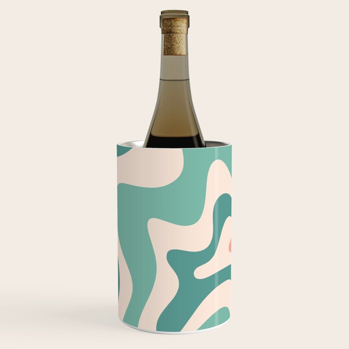 Retro Liquid Swirl Abstract Pattern Teal Blush Pink Mustard Wine Chiller Gallery Image 1