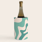 Retro Liquid Swirl Abstract Pattern Teal Blush Pink Mustard Wine Chiller Gallery Image 1