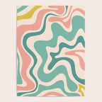 Retro Liquid Swirl Abstract Pattern Teal Blush Pink Mustard Poster Gallery Image 4