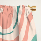 Retro Liquid Swirl Abstract Pattern Teal Blush Pink Mustard Window Curtain Gallery Image 2