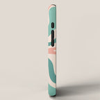 Retro Liquid Swirl Abstract Pattern Teal Blush Pink Mustard iPhone Case Gallery Image 2