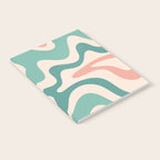 Retro Liquid Swirl Abstract Pattern Teal Blush Pink Mustard Notebook Gallery Image 2